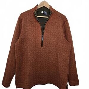 Tommy Bahama Sweater Mens Medium Reversible Green Orange Half Zip Quilted Cotton